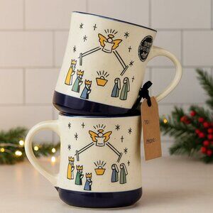 Peppermint & Pine Hand Painted Nativity Mug Set of 2